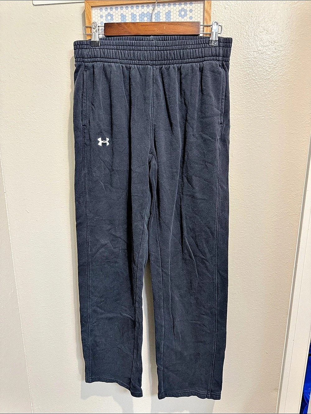 Under Armour Rival Fleece Open Bottom Pants Gray Men's Medium